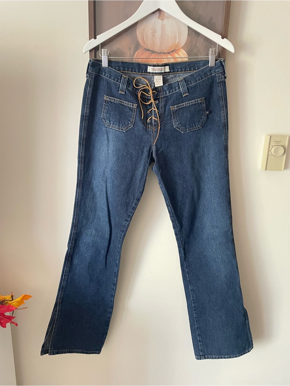 Abercrombie & Fitch Y2K Vintage Lace-Up Front Split Hem Flare Jeans